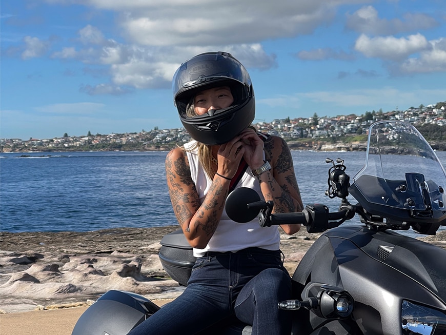 3-wheel motorcycle Can-Am On-Road ambassador Helen Chik